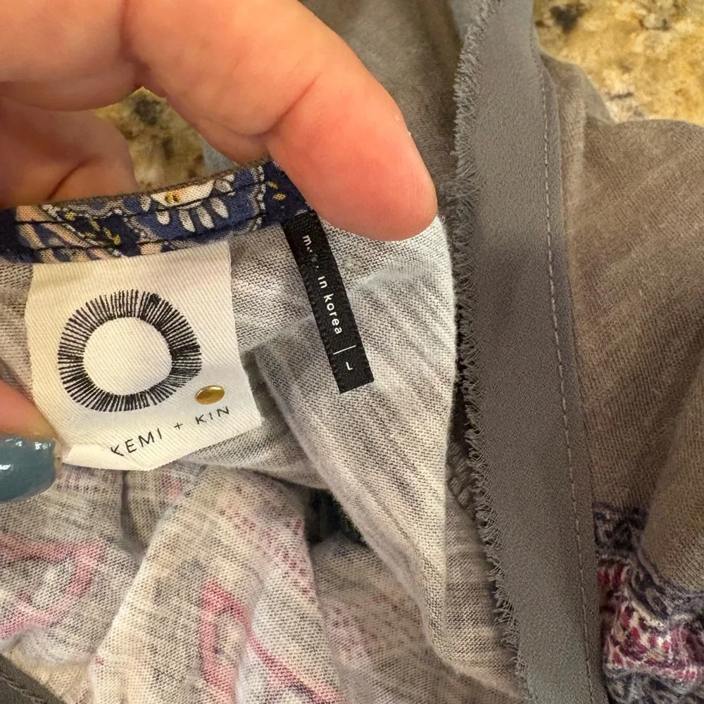 Anthropologie Gray and Blue Patterned Blouse - Picture 3 of 3